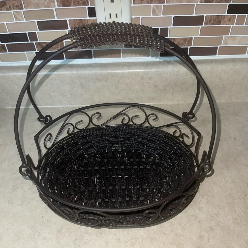 Wrought Iron Basket with Handle